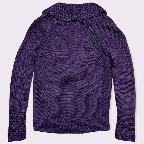 Loft Ann Taylor Alpaca Blend Deep V Shawl Sweater Purple Sz M - Picture 2 of 14